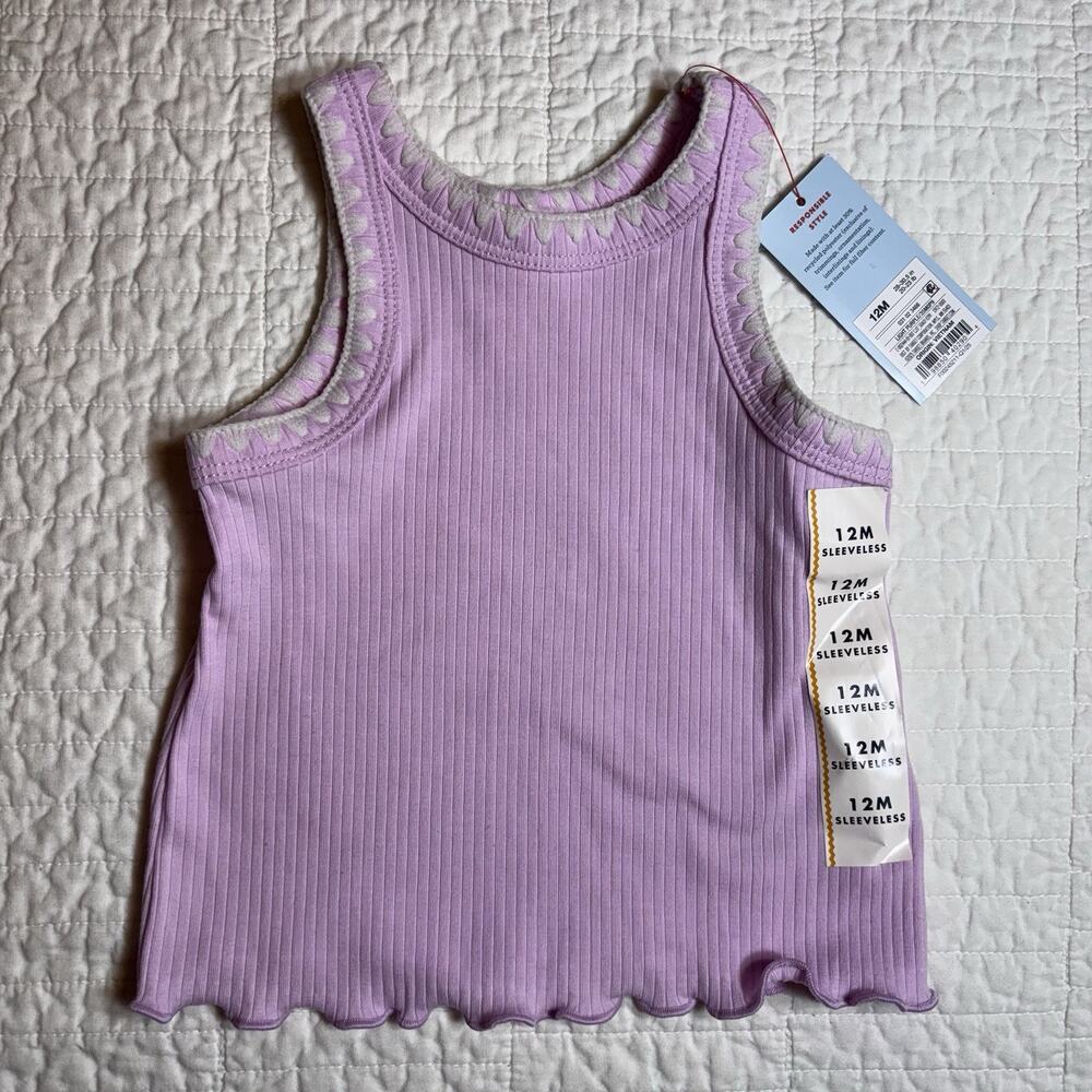 Toddler Girls' Ribbed T-Shirt - Cat & Jack Purple 12M NWT
